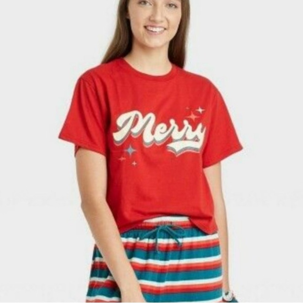 Mighty Fine Merry Crop Tee Shirt